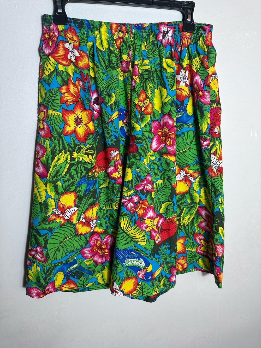 Vintage Tropical Floral Wide Leg Capri Pants - Bright Multicolor